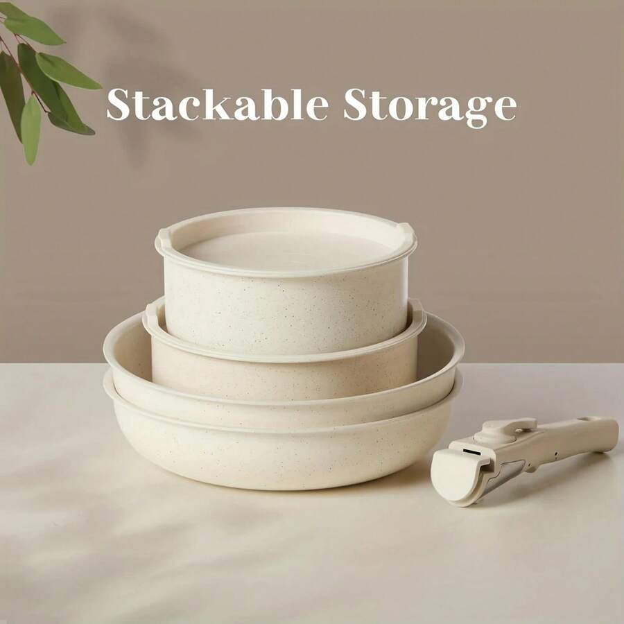 4/5pcs Non-Stick Cookware Set - Cookware Set With Detachable Handles, Suitable For Induction Cooktop, Dishwasher & Oven