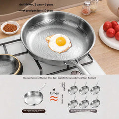 Non-Stick Titanium Coated Flat Bottom Pan, Heavy Duty Hammered Titanium Frying Pan For Home Use