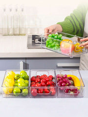 1pc/2sets Transparent Durable Storage Boxes, Stackable Large Capacity Storage Bins, Suitable For Refrigerator, Freezer, Cabinet, Pantry, Kitchen Storage Boxes And Cabinets, Kitchen Accessories, Refrigerator Organizer Boxes, Snack Boxes, Spice Jars, Valent