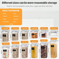 4/6/7/10/12/18/24pcs Airtight Food Storage Containers: Plastic Canisters For Spaghetti, Dry Food, Flour & Sugar - Includes Labels!