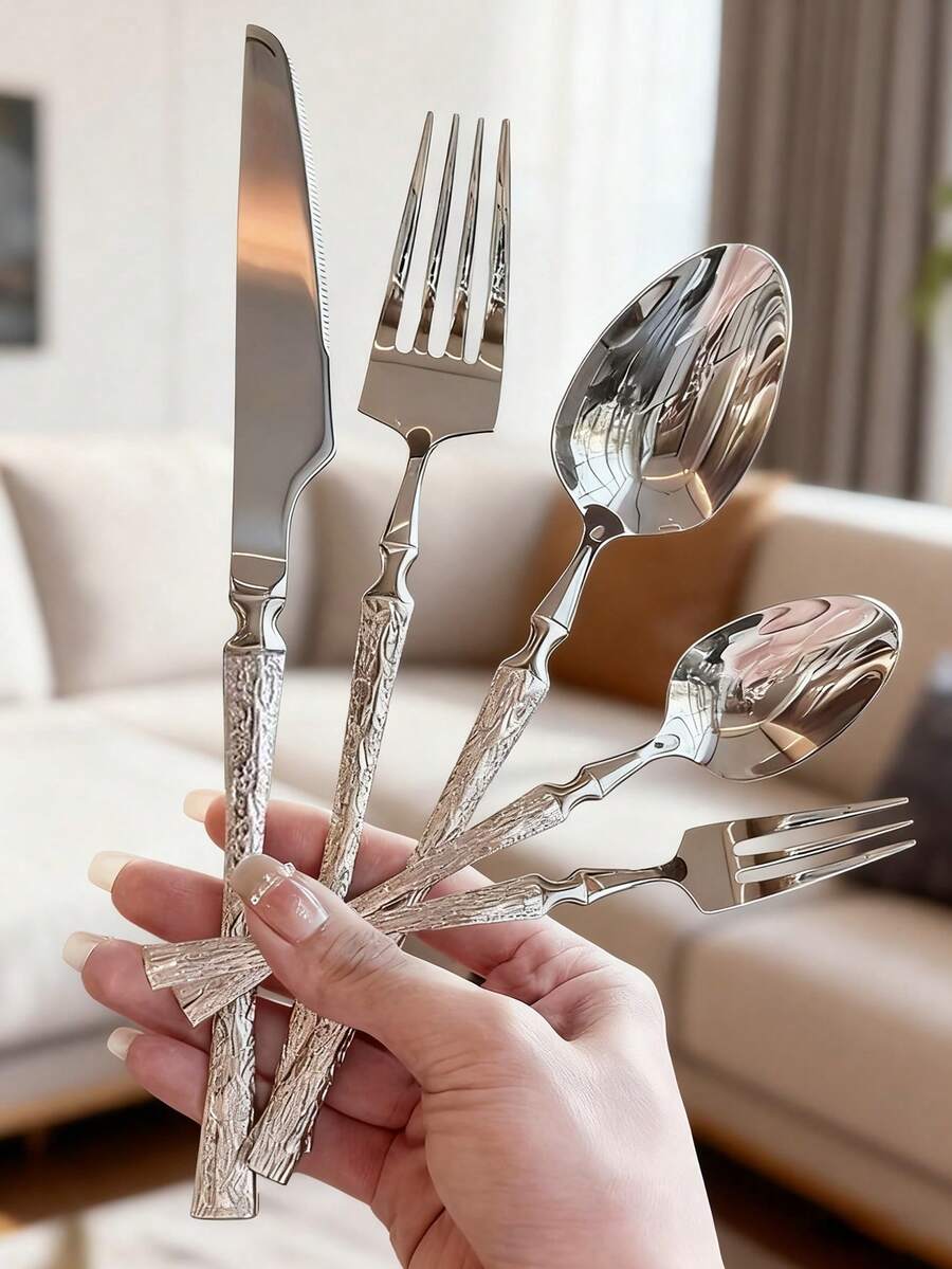 20pcs/30pcs Stainless Steel Cutlery Set, Knife Fork Spoon Suitable For Kitchen, Restaurant, Wedding, Party, Holiday Gift