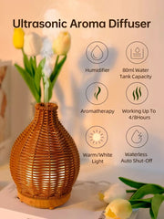 1pc USB 5V 80ml PP Rattan Craft Ultrasonic Aroma Diffuser Humidifier, Suitable For Small Rooms Aroma Diffusion And Humidification
