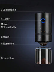 1pc Electric Coffee Grinder, Portable USB Rechargeable Coffee Grinder With Ceramic Burr, Espresso Coffee Bean Grinder, Suitable For Home, Office, Travel, Back To School Supplies