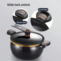 1pc Multi-Functional Soup Pot, Drum-Shaped Large Capacity Cooking Pot, Large Capacity Non-Stick Pot, Suitable For Cooking And Stewing, Applicable To Induction Cooker And Gas Stove, Multi-Functional Large Capacity Braising Pot For Home Use