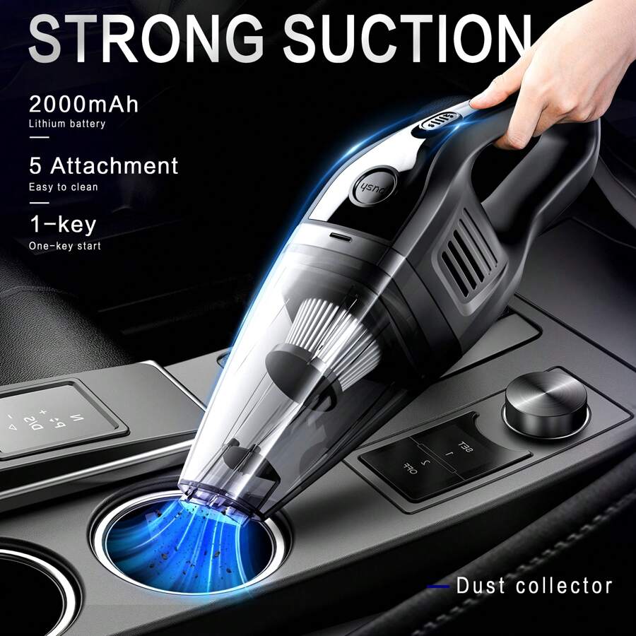 2000mAh Portable Handheld Vacuum Cleaner, Strong Suction USB Rechargeable Mini Vacuum Cleaner With Multiple Accessories, Suitable For Car, Home, Office And Crevices