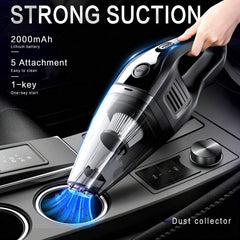 2000mAh Portable Handheld Vacuum Cleaner, Strong Suction USB Rechargeable Mini Vacuum Cleaner With Multiple Accessories, Suitable For Car, Home, Office And Crevices