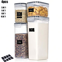 4/6/7/10/12/18/24pcs Airtight Food Storage Containers: Plastic Canisters For Spaghetti, Dry Food, Flour & Sugar - Includes Labels!
