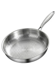Non-Stick Titanium Coated Flat Bottom Pan, Heavy Duty Hammered Titanium Frying Pan For Home Use