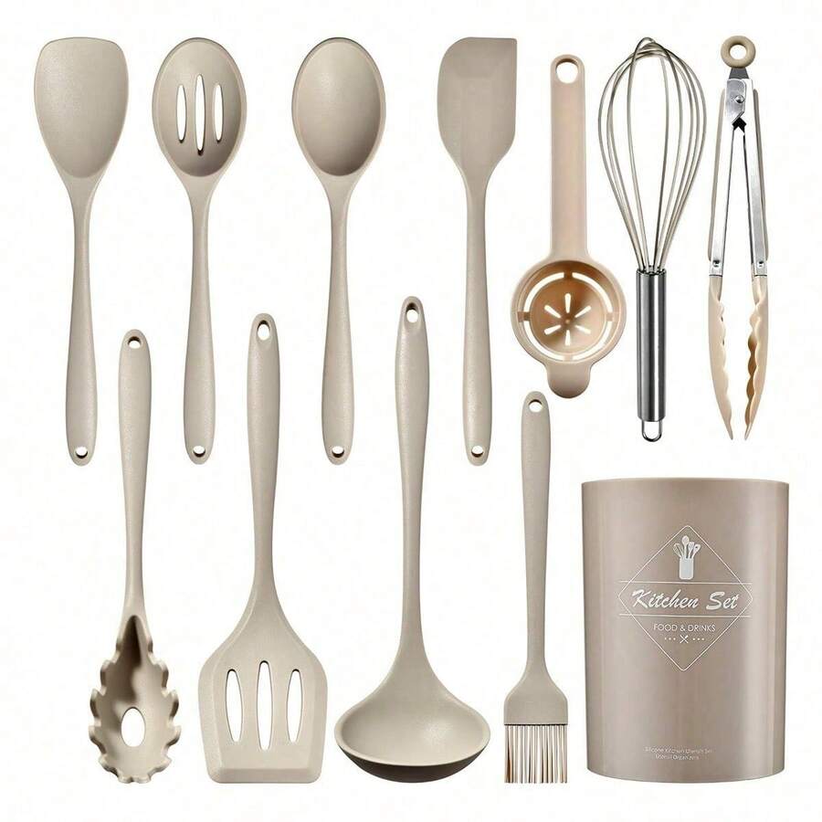 15pcs/Set Non-Stick Silicone Cookware Set, Heat Resistant Cooking Utensils Including Spatula, Ladle, High Temperature Silicone Kitchen Tools