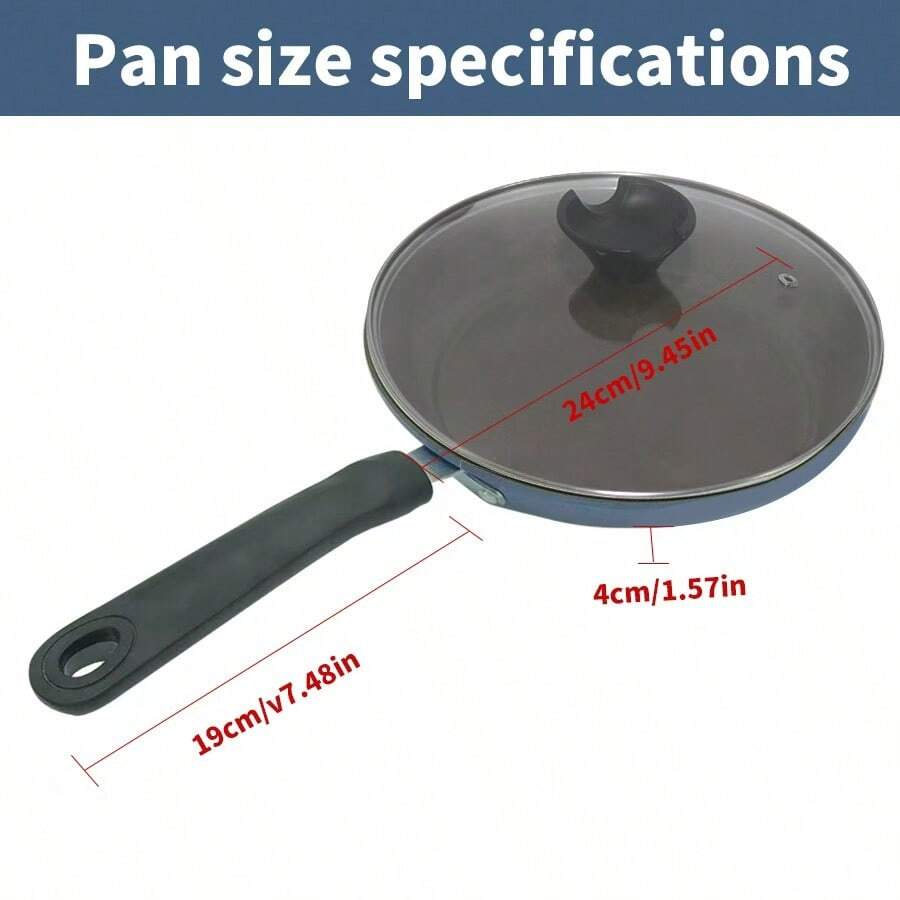 24cm Red/Green/Uncovered/Covered/Crystal Inlaid Non-Stick Frying Pan, Thick Bottom, Low Smoke, Suitable For Gas & Electric Stove Seafood Boil