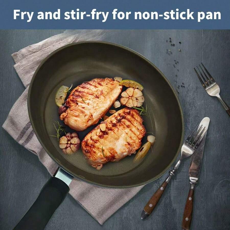 24cm Red/Green/Uncovered/Covered/Crystal Inlaid Non-Stick Frying Pan, Thick Bottom, Low Smoke, Suitable For Gas & Electric Stove Seafood Boil