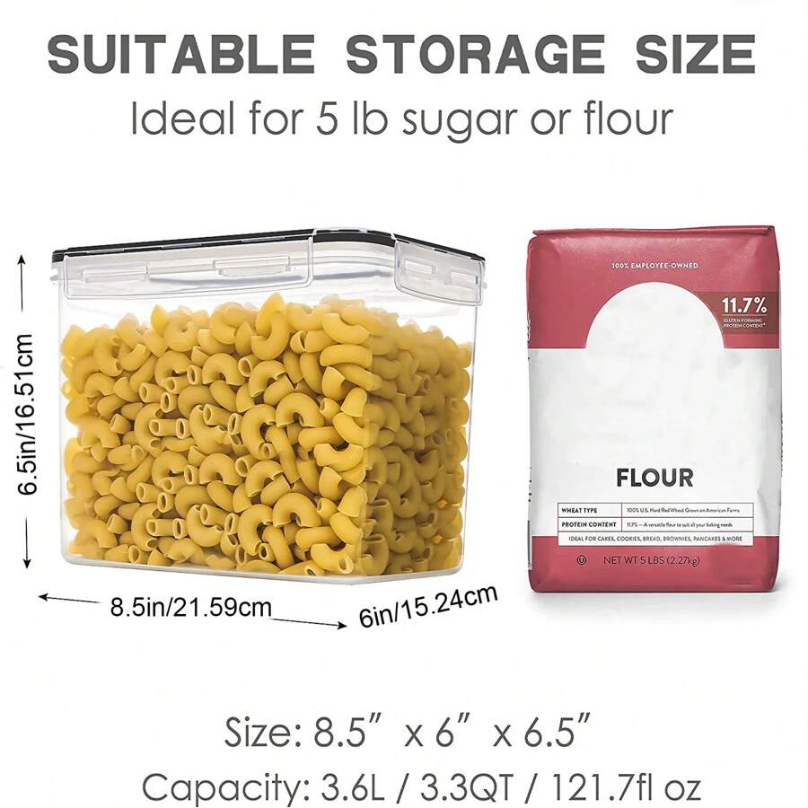 1/2/3pcs Airtight Food Storage Containers With Lids 3.6L/121.7Oz PP Material Plastic Canisters For Flour Sugar Baking Kitchen Supply