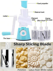 1 Set Rotary Cheese Grater, Kitchen Rotary Shredder With 3 Blades, Vegetable Slicer, Quick Cheese Grater For Vegetables And Nuts
