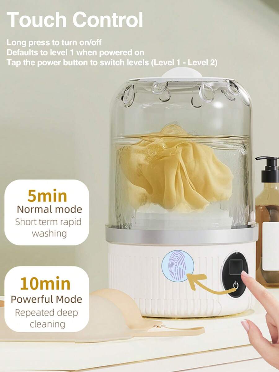 1/2pcs Portable Washing Machine,USB Rechargeable Compact Travel Portable Washer,2 Modes Mini Washer Deep Cleaning Of Underwear, Baby Clothes And Sock, Best For Apartment,Dormitories