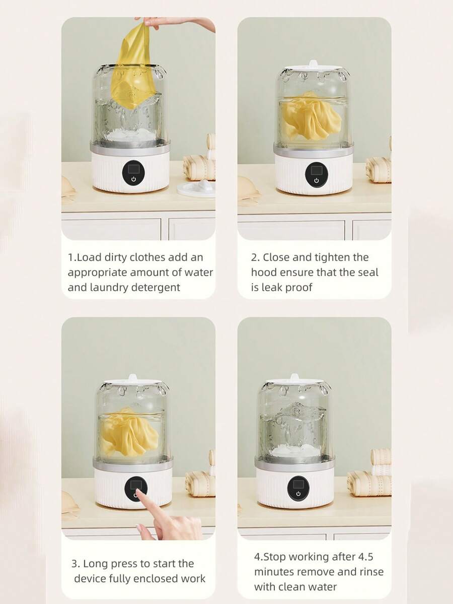 1/2pcs Portable Washing Machine,USB Rechargeable Compact Travel Portable Washer,2 Modes Mini Washer Deep Cleaning Of Underwear, Baby Clothes And Sock, Best For Apartment,Dormitories