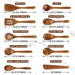 10pcs Wooden Cooking Utensil Set, Boxwood Kitchen Tools Set, Suitable For Non-Stick Pans & Cookware, Includes Spoons & Spatulas, Sturdy, Lightweight, Heat Resistant