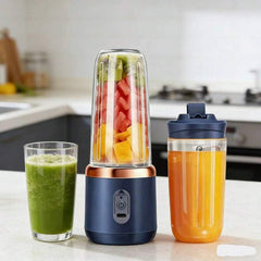 1pc Wireless Portable Electric Juicer Blender, Mini Smoothie Maker With 6 Blades And Dual Cups, USB-C Rechargeable Fruit Juice Blender, Multi-Function Smoothie Cup Mixer, Great For Vegetables, Fruits, Milkshakes,Blenders For Kitchen, Practical New Year An
