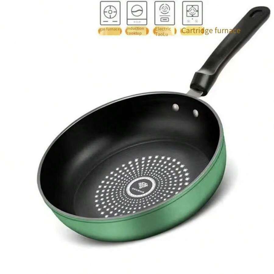 24cm Red/Green/Uncovered/Covered/Crystal Inlaid Non-Stick Frying Pan, Thick Bottom, Low Smoke, Suitable For Gas & Electric Stove Seafood Boil