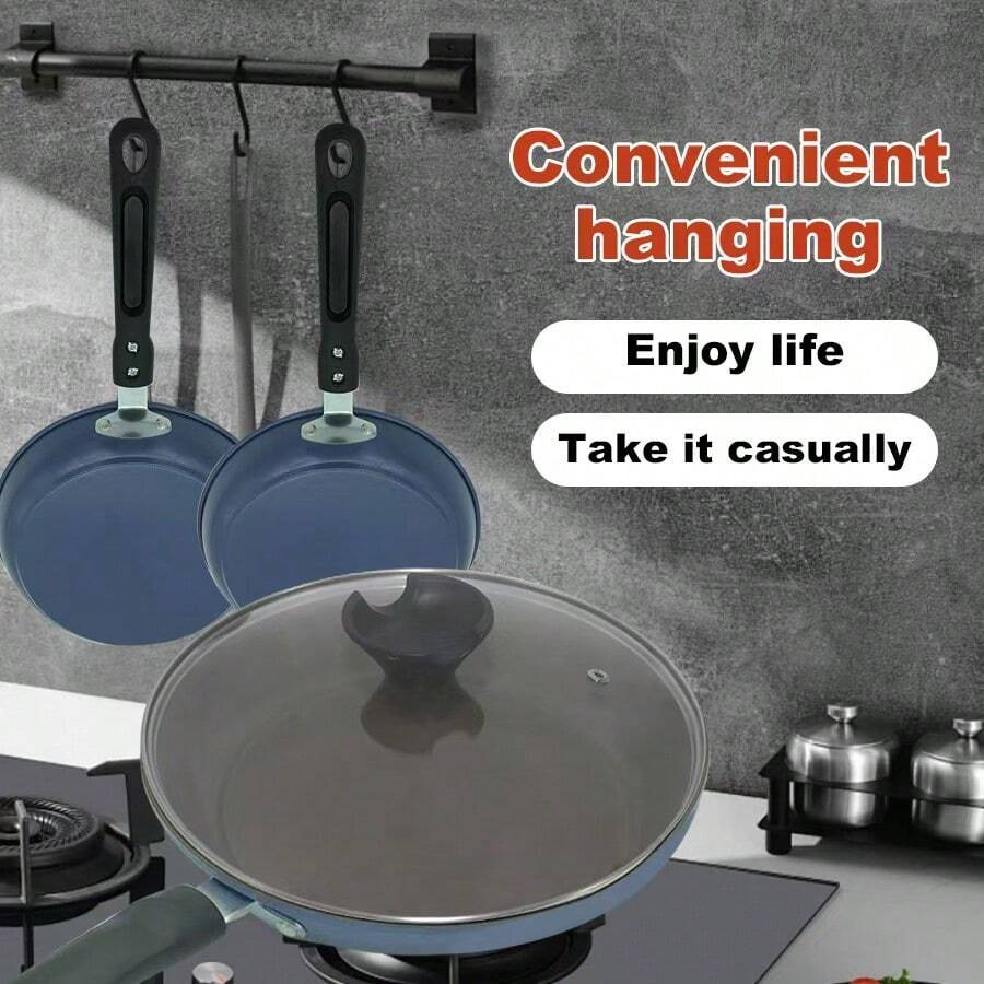 24cm Red/Green/Uncovered/Covered/Crystal Inlaid Non-Stick Frying Pan, Thick Bottom, Low Smoke, Suitable For Gas & Electric Stove Seafood Boil