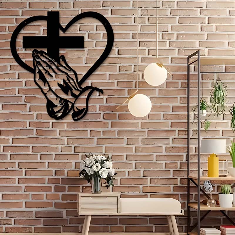 🎅🏻Christmas Sale🎁Elegant Christian Heart & Cross Wall Art