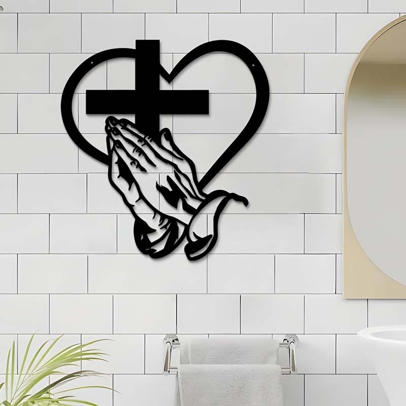 🎅🏻Christmas Sale🎁Elegant Christian Heart & Cross Wall Art